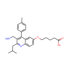 Cc1ccc(-c2c(CN)c(CC(C)C)nc3ccc(OCCCCC(=O)O)cc23)cc1 ZINC000038798424