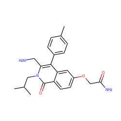 Cc1ccc(-c2c(CN)n(CC(C)C)c(=O)c3ccc(OCC(N)=O)cc23)cc1 ZINC000164957668