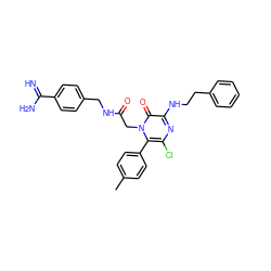 Cc1ccc(-c2c(Cl)nc(NCCc3ccccc3)c(=O)n2CC(=O)NCc2ccc(C(=N)N)cc2)cc1 ZINC000013527095