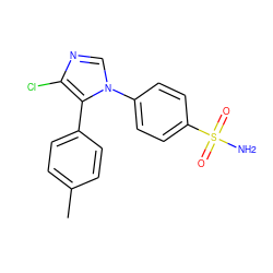 Cc1ccc(-c2c(Cl)ncn2-c2ccc(S(N)(=O)=O)cc2)cc1 ZINC000000025705