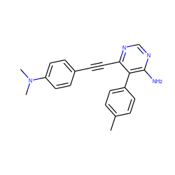 Cc1ccc(-c2c(N)ncnc2C#Cc2ccc(N(C)C)cc2)cc1 ZINC000028646504