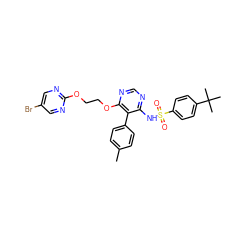 Cc1ccc(-c2c(NS(=O)(=O)c3ccc(C(C)(C)C)cc3)ncnc2OCCOc2ncc(Br)cn2)cc1 ZINC000001542085