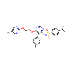 Cc1ccc(-c2c(NS(=O)(=O)c3ccc(C(C)C)cc3)ncnc2OCCOc2ncc(Br)cn2)cc1 ZINC000028103746