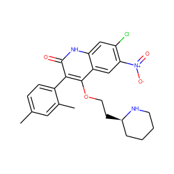 Cc1ccc(-c2c(OCC[C@@H]3CCCCN3)c3cc([N+](=O)[O-])c(Cl)cc3[nH]c2=O)c(C)c1 ZINC000029415699