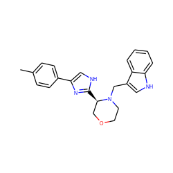 Cc1ccc(-c2c[nH]c([C@@H]3COCCN3Cc3c[nH]c4ccccc34)n2)cc1 ZINC000067898678