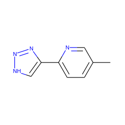 Cc1ccc(-c2c[nH]nn2)nc1 ZINC000013671903