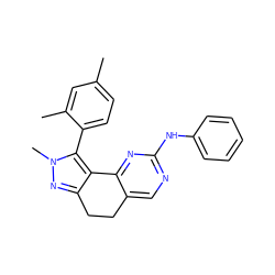 Cc1ccc(-c2c3c(nn2C)CCc2cnc(Nc4ccccc4)nc2-3)c(C)c1 ZINC000143042852