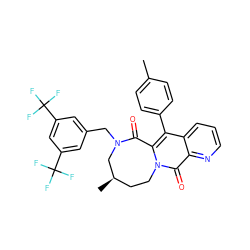 Cc1ccc(-c2c3n(c(=O)c4ncccc24)CC[C@@H](C)CN(Cc2cc(C(F)(F)F)cc(C(F)(F)F)c2)C3=O)cc1 ZINC000003981329