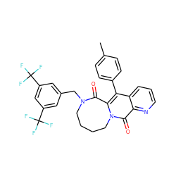 Cc1ccc(-c2c3n(c(=O)c4ncccc24)CCCCN(Cc2cc(C(F)(F)F)cc(C(F)(F)F)c2)C3=O)cc1 ZINC000027313632