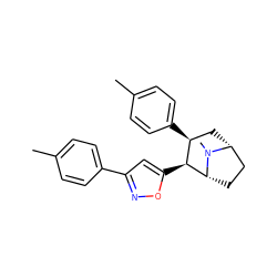 Cc1ccc(-c2cc([C@H]3[C@@H](c4ccc(C)cc4)C[C@@H]4CC[C@H]3N4C)on2)cc1 ZINC000013532744