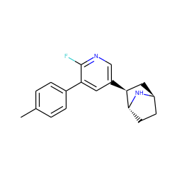 Cc1ccc(-c2cc([C@H]3C[C@H]4CC[C@H]3N4)cnc2F)cc1 ZINC000253640120