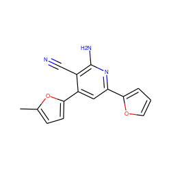 Cc1ccc(-c2cc(-c3ccco3)nc(N)c2C#N)o1 ZINC000040977228