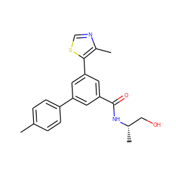 Cc1ccc(-c2cc(C(=O)N[C@@H](C)CO)cc(-c3scnc3C)c2)cc1 ZINC000113763737