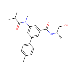 Cc1ccc(-c2cc(C(=O)N[C@@H](C)CO)cc(N(C)C(=O)C(C)C)c2)cc1 ZINC000142646149