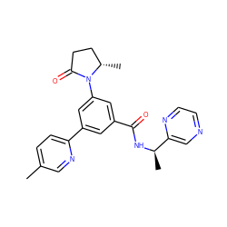 Cc1ccc(-c2cc(C(=O)N[C@H](C)c3cnccn3)cc(N3C(=O)CC[C@@H]3C)c2)nc1 ZINC000113544971