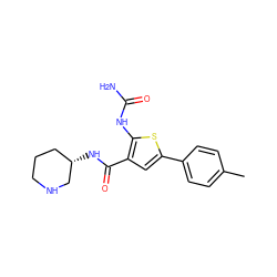 Cc1ccc(-c2cc(C(=O)N[C@H]3CCCNC3)c(NC(N)=O)s2)cc1 ZINC000040394347