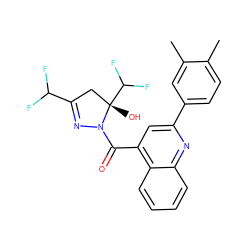 Cc1ccc(-c2cc(C(=O)N3N=C(C(F)F)C[C@]3(O)C(F)F)c3ccccc3n2)cc1C ZINC000000655538