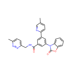 Cc1ccc(-c2cc(C(=O)NCc3ccc(C)nn3)cc(-n3c(=O)oc4ccccc43)c2)nc1 ZINC000113541702