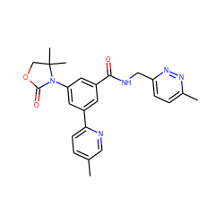 Cc1ccc(-c2cc(C(=O)NCc3ccc(C)nn3)cc(N3C(=O)OCC3(C)C)c2)nc1 ZINC000113544473