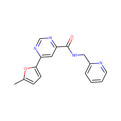 Cc1ccc(-c2cc(C(=O)NCc3ccccn3)ncn2)o1 ZINC000045348044