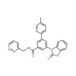 Cc1ccc(-c2cc(C(=O)NCc3cccnn3)cc(-n3c(=O)oc4ccccc43)c2)nc1 ZINC000113543151