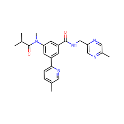 Cc1ccc(-c2cc(C(=O)NCc3cnc(C)cn3)cc(N(C)C(=O)C(C)C)c2)nc1 ZINC000148266676