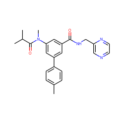 Cc1ccc(-c2cc(C(=O)NCc3cnccn3)cc(N(C)C(=O)C(C)C)c2)cc1 ZINC000142658178