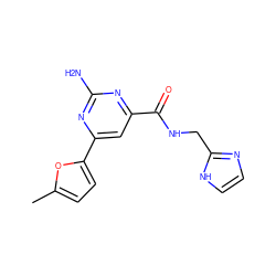 Cc1ccc(-c2cc(C(=O)NCc3ncc[nH]3)nc(N)n2)o1 ZINC000045339940