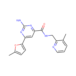 Cc1ccc(-c2cc(C(=O)NCc3ncccc3C)nc(N)n2)o1 ZINC000045390104