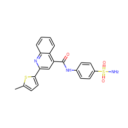 Cc1ccc(-c2cc(C(=O)Nc3ccc(S(N)(=O)=O)cc3)c3ccccc3n2)s1 ZINC000002746753