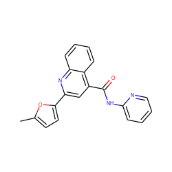 Cc1ccc(-c2cc(C(=O)Nc3ccccn3)c3ccccc3n2)o1 ZINC000000997480