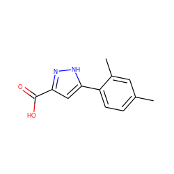 Cc1ccc(-c2cc(C(=O)O)n[nH]2)c(C)c1 ZINC000006849075