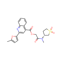 Cc1ccc(-c2cc(C(=O)OCC(=O)N(C)[C@@H]3CCS(=O)(=O)C3)c3ccccc3n2)o1 ZINC000003362566