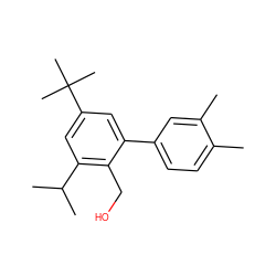 Cc1ccc(-c2cc(C(C)(C)C)cc(C(C)C)c2CO)cc1C ZINC000073387976