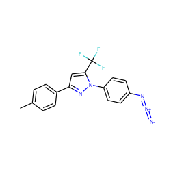 Cc1ccc(-c2cc(C(F)(F)F)n(-c3ccc(N=[N+]=[N-])cc3)n2)cc1 ZINC000013863989