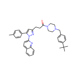 Cc1ccc(-c2cc(CCC(=O)N3CCN(Cc4ccc(C(C)(C)C)cc4)CC3)nn2-c2ccc3ccccc3n2)cc1 ZINC000072119854