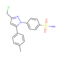 Cc1ccc(-c2cc(CCl)nn2-c2ccc(S(N)(=O)=O)cc2)cc1 ZINC000038620460