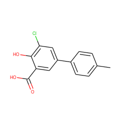 Cc1ccc(-c2cc(Cl)c(O)c(C(=O)O)c2)cc1 ZINC000064437246