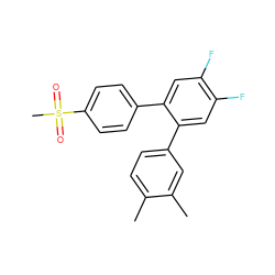 Cc1ccc(-c2cc(F)c(F)cc2-c2ccc(S(C)(=O)=O)cc2)cc1C ZINC000013755796