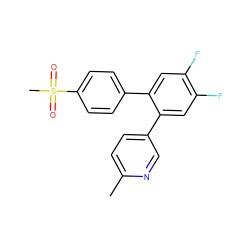 Cc1ccc(-c2cc(F)c(F)cc2-c2ccc(S(C)(=O)=O)cc2)cn1 ZINC000003814671