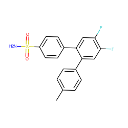 Cc1ccc(-c2cc(F)c(F)cc2-c2ccc(S(N)(=O)=O)cc2)cc1 ZINC000013755794