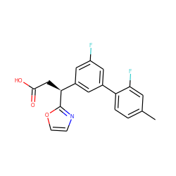 Cc1ccc(-c2cc(F)cc([C@H](CC(=O)O)c3ncco3)c2)c(F)c1 ZINC001772655847