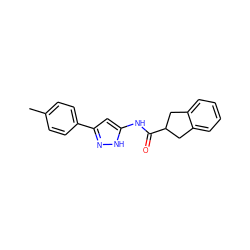 Cc1ccc(-c2cc(NC(=O)C3Cc4ccccc4C3)[nH]n2)cc1 ZINC000000010037