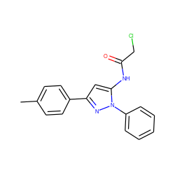 Cc1ccc(-c2cc(NC(=O)CCl)n(-c3ccccc3)n2)cc1 ZINC000003337391