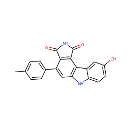 Cc1ccc(-c2cc3[nH]c4ccc(O)cc4c3c3c2C(=O)NC3=O)cc1 ZINC000034804169