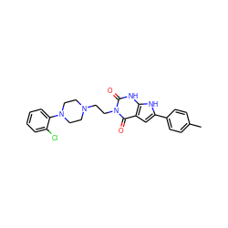 Cc1ccc(-c2cc3c(=O)n(CCN4CCN(c5ccccc5Cl)CC4)c(=O)[nH]c3[nH]2)cc1 ZINC000101061376