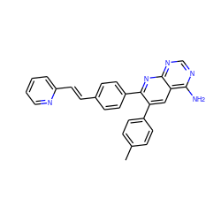 Cc1ccc(-c2cc3c(N)ncnc3nc2-c2ccc(/C=C/c3ccccn3)cc2)cc1 ZINC000028473910