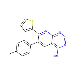 Cc1ccc(-c2cc3c(N)ncnc3nc2-c2cccs2)cc1 ZINC000028473658