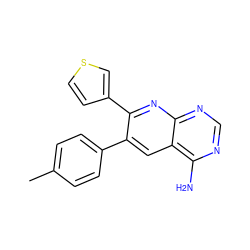 Cc1ccc(-c2cc3c(N)ncnc3nc2-c2ccsc2)cc1 ZINC000028470867