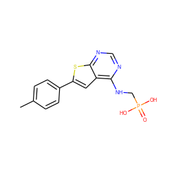 Cc1ccc(-c2cc3c(NCP(=O)(O)O)ncnc3s2)cc1 ZINC000098209645